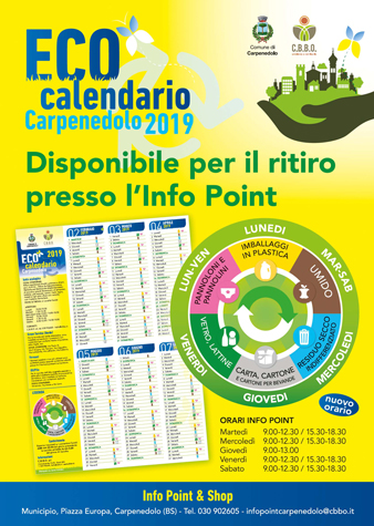 DISTRIBUZIONE DELL'ECOCALENDARIO DI CARPENEDOLO PRESSO L'INFO, POINT & SHOP