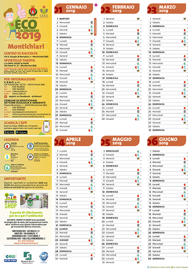 Il nostro nuovo Ecocalendario è on line. Quest'anno a disposizione per la cittadinanza anche una guida pratica alla raccolta differenziata multilingue!